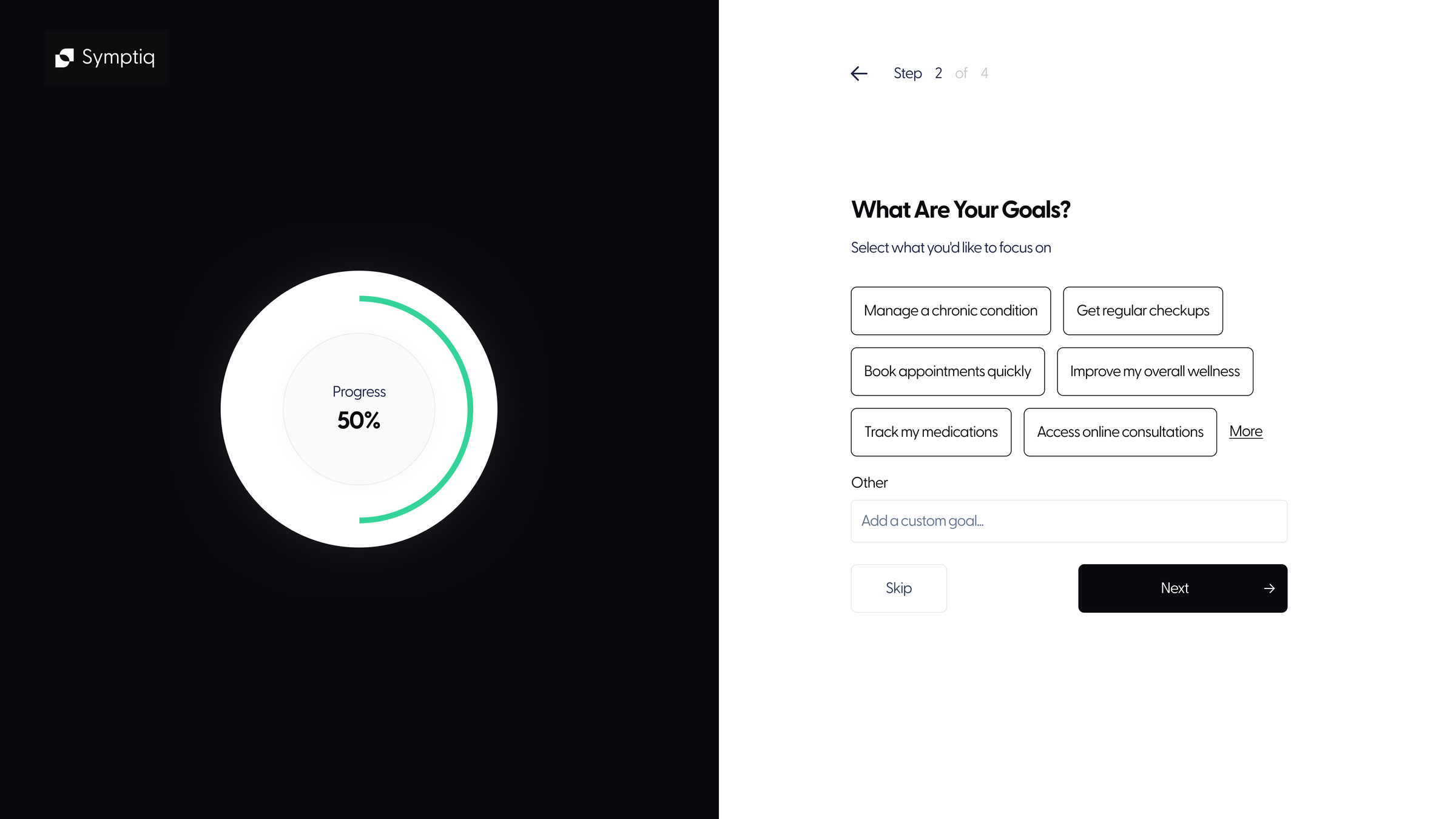 Patient onboarding before: half the screen taken by a progress ring