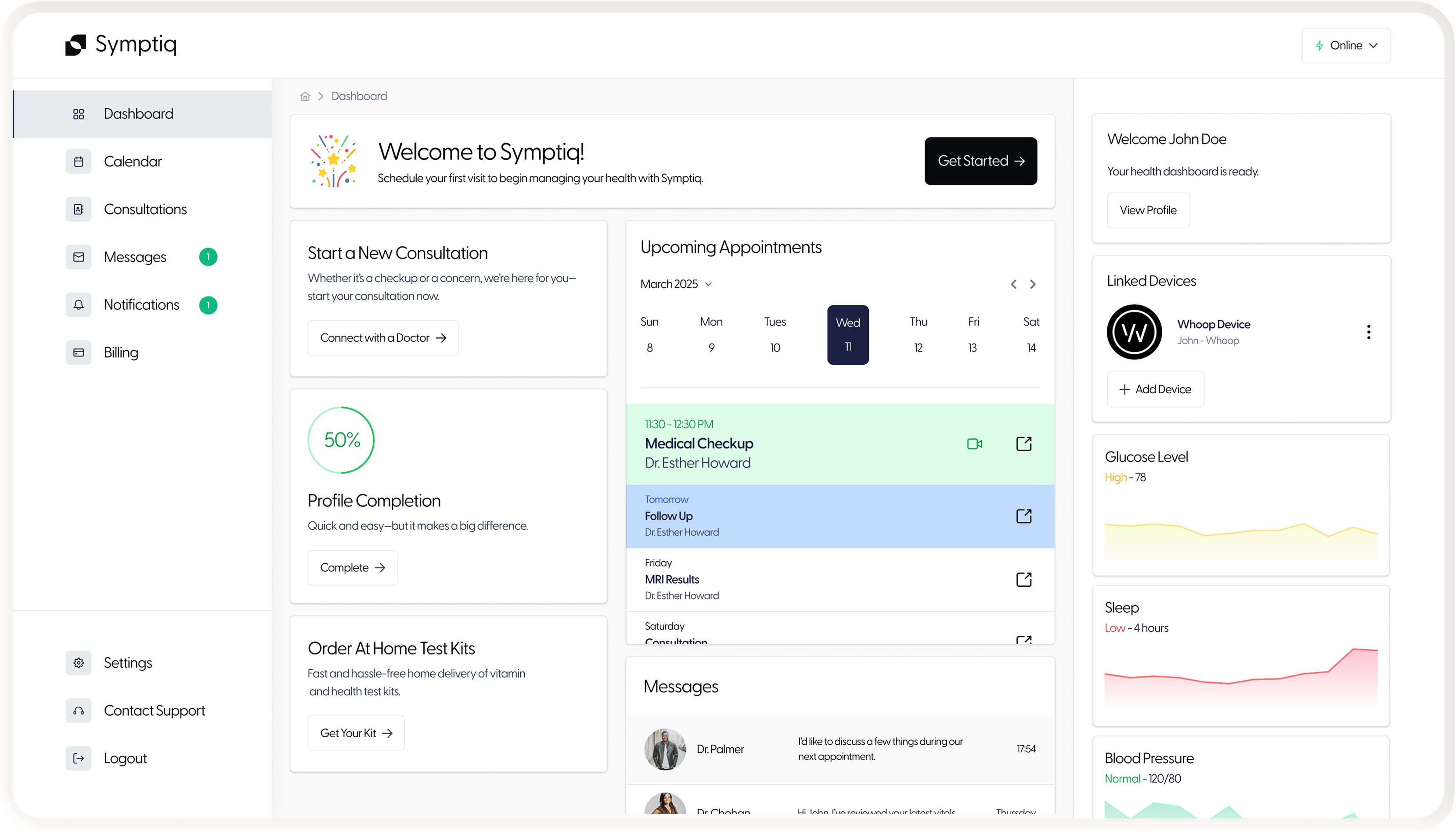 Patient dashboard